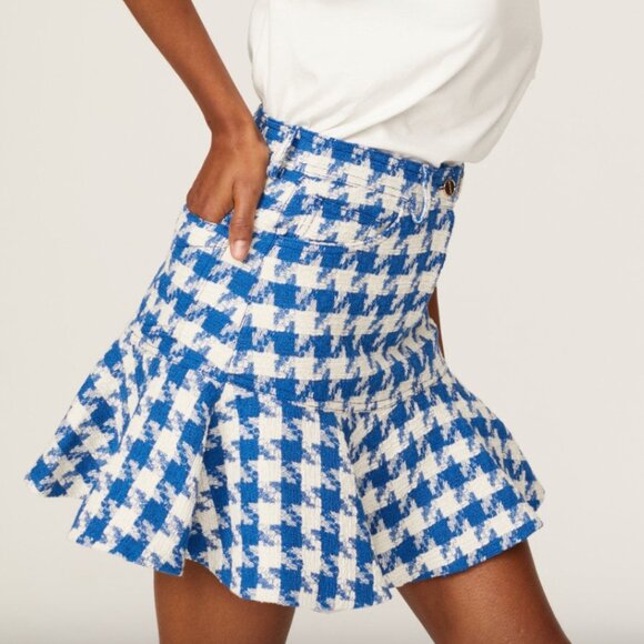 SANDRO Sixtine Houndstooth Skirt Size 36 - Picture 1 of 11